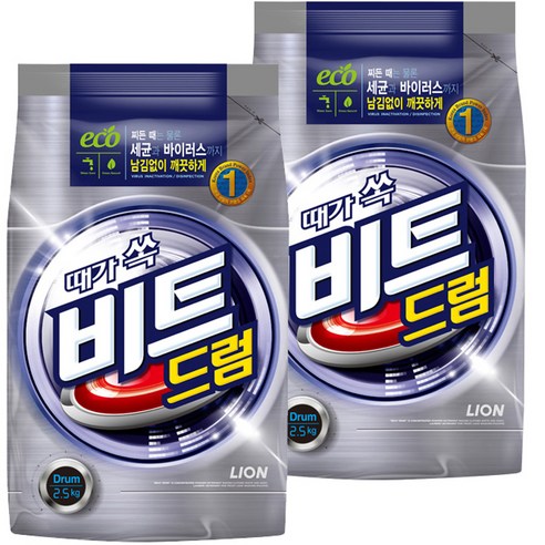 비트 드럼용 분말세제, 2.5kg, 2개