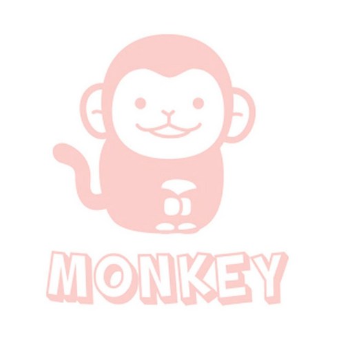 디자인수풀 그래픽스티커 동물농장, 원숭이(핑크