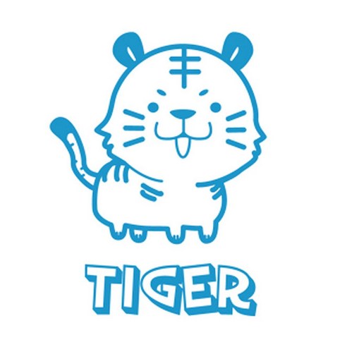 디자인수풀 그래픽스티커 동물농장, 호랑이(스카이블루
