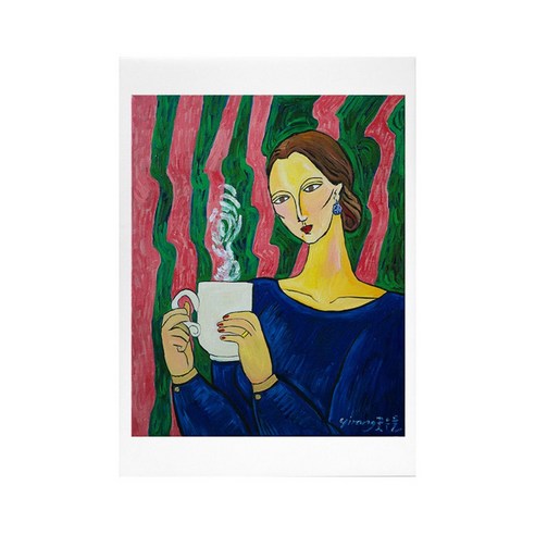 Lady having a cup of coffee, 캔버스