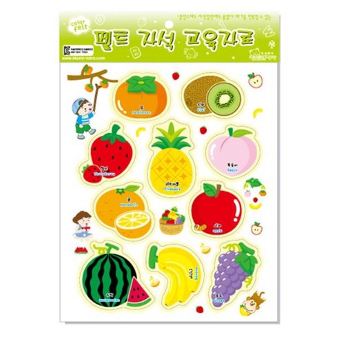 청양토이 펠트 자석 교육자료, 1세트, 과일