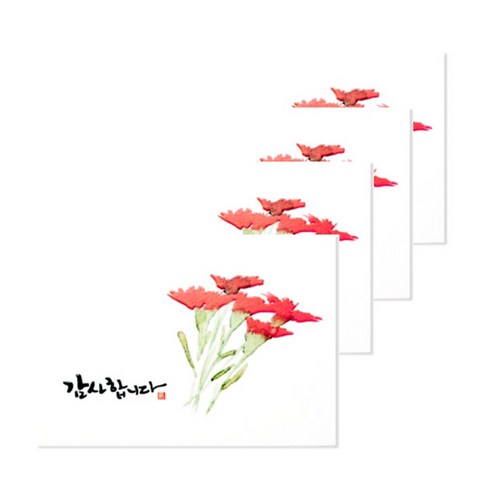 홀마크 감사 카드, 카네이션3-KED1559, 4개