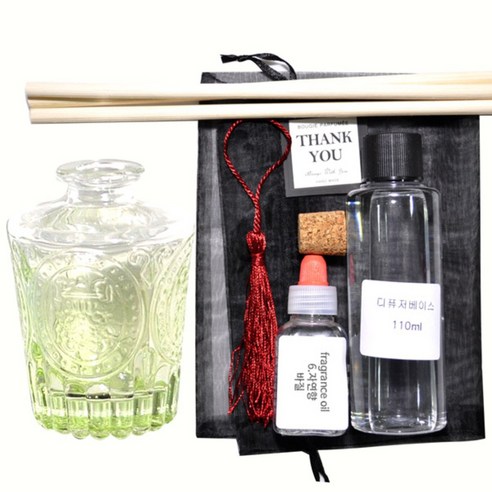 케이지 디퓨저KIT 엔틱심볼 그라그린 우드태슬 자연향, 바질, 150ml