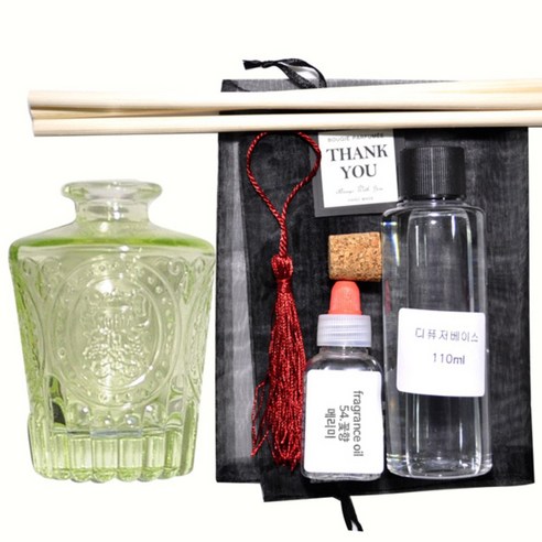 케이지 디퓨저KIT 엔틱심볼 그린 우드태슬 꽃향, 메리미, 150ml