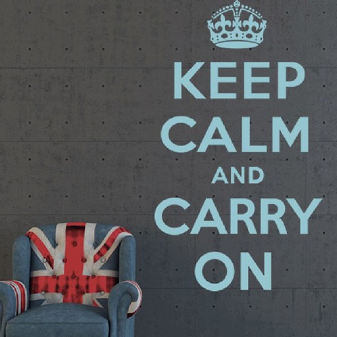 시트로 Keep calm and carry on 스티커 L, pale라이트블루레터링