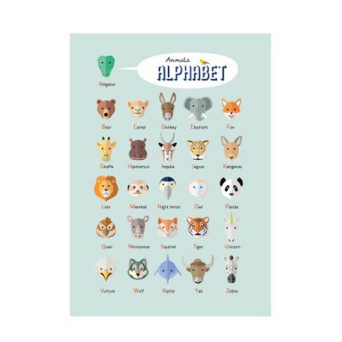 앤츠팩토리 일러스트포스터, animals alphabet 1