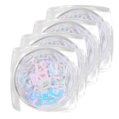 NAN 글리터 홀로그램스퀘어5mm, 화이트, 4개