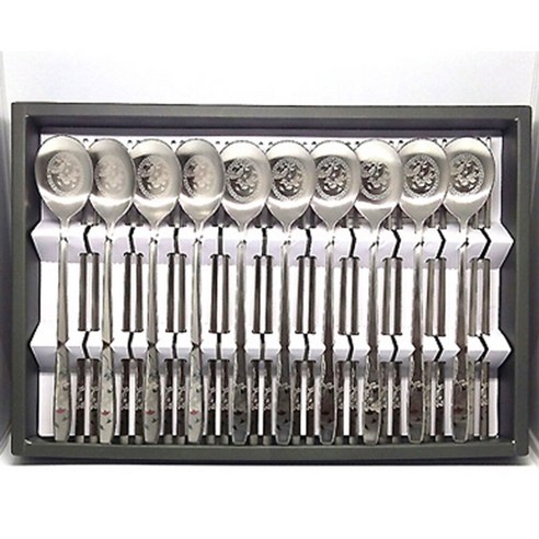 테이블아트 국산 십장생 학 수저선물 10인세트, 20p (숟가락 10p, 젓가락 10p), 1세트