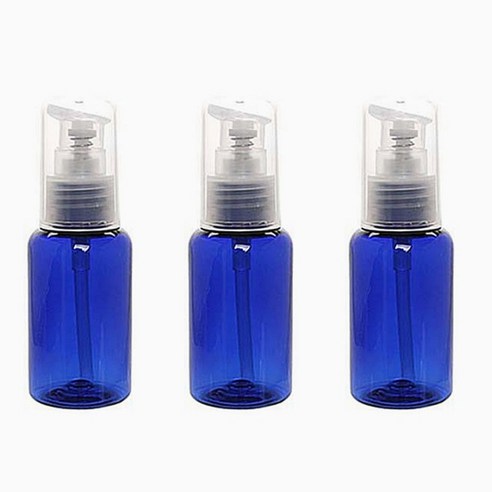 병도매닷컴 DT50 에센스 용기, 용기 (청색투명), 캡 (투명), 3개