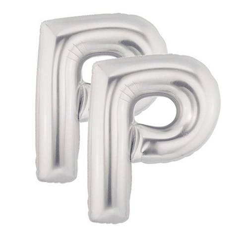 파티팡 알파벳 은박 풍선 대, 실버 P, 2개
