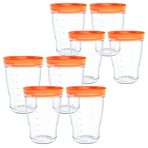 베베락 밀폐형 280ml, 오렌지, 8개