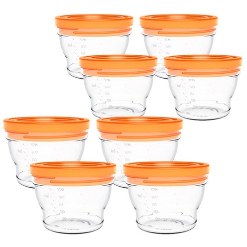 베베락 밀폐형 120ml, 오렌지, 8개