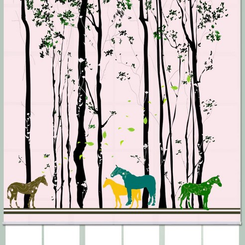 스코홈 북유럽 감성 롤 스크린, Horse (핑크)