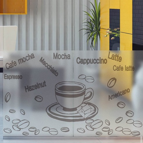 꾸밈 글라스시트지, 원두 패턴 in cafe