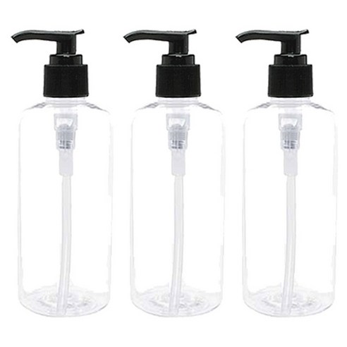 병도매닷컴 DTB300 용기 + 디스펜서 세트 3개, 용기(투명), 캡(검정), 300ml