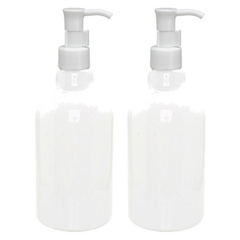 병도매닷컴 디스펜서용기 DN400 2개, 용기(백색), 캡(오일펌프), 400ml