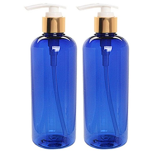 병도매닷컴 DT400 용기 400ml + 디스펜서, 용기 (청색투명), 캡 (골드), 2개