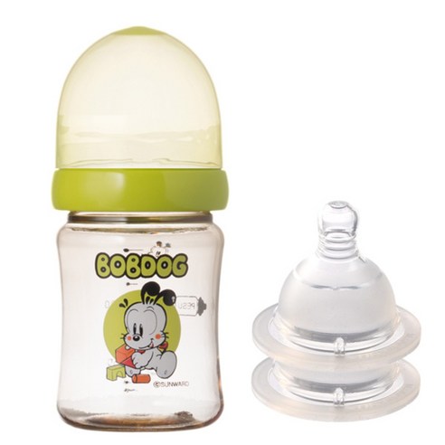 리틀밥독 PESU 유꼭지젖병 150ml 젖꼭지 2개입, 자동단계(3~24개월), 1개, 그린