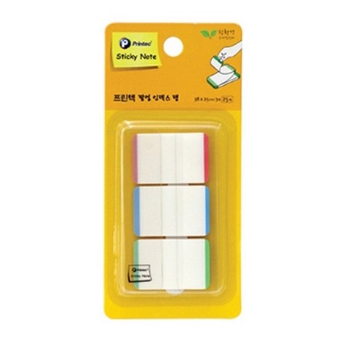 프린텍 팝업 인덱스 탭 스티키노트 38x25mm, 라인컬러 3색, 2개