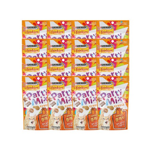 퓨리나 파티믹스 클래식 고양이 간식, 참치 + 닭고기 + 가다랑어 혼합맛, 60g, 16개