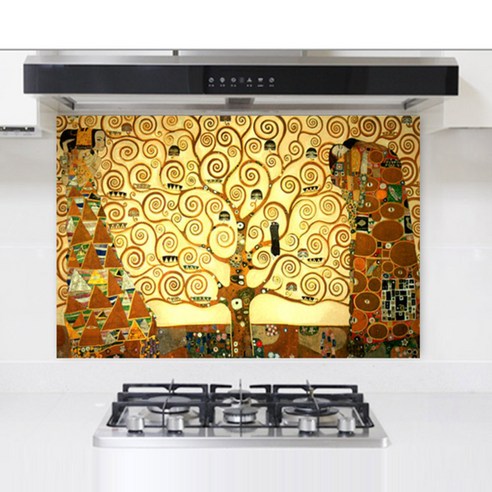 아트키친글라스 주방아트보드 900 x 600 mm, 클림트 생명의나무, 1개