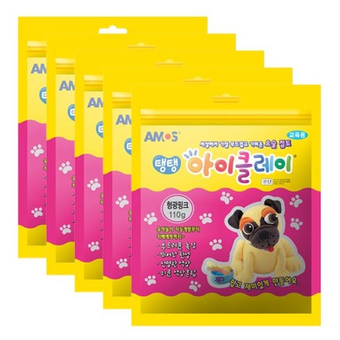 아모스 탱탱 아이클레이 파우치 5p, 형광핑크, 110g