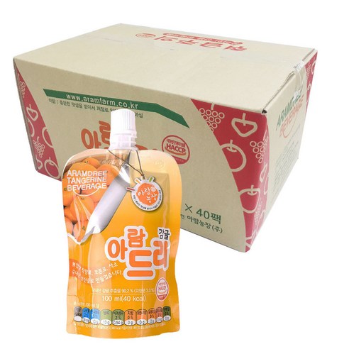 아람농장 아람드리 감귤주스, 40개, 감귤맛, 40개입, 100ml