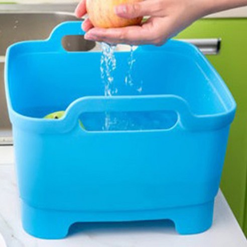 블럭마트 주방 다용도 물빠짐 사각 설거지통, 블루