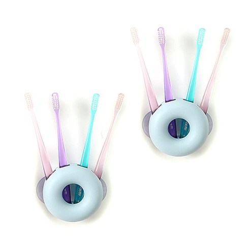 블럭마트 욕실 도넛 칫솔꽂이, 블루, 2개