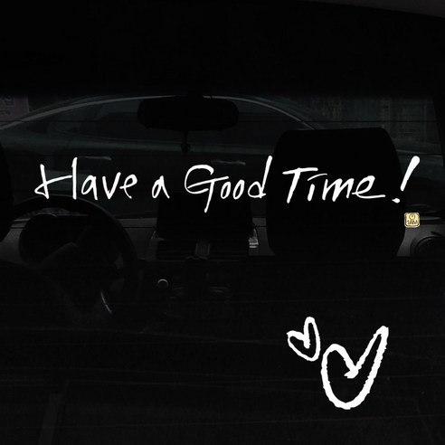 1AM 캘리그라피 자동차 스티커 + 주유구 스티커, Have a good time, 하트 흰색, 1개