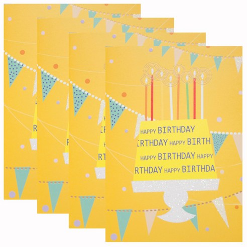 홀마크 생일 축하 카드, 생일가랜드 KED3049, 4개입