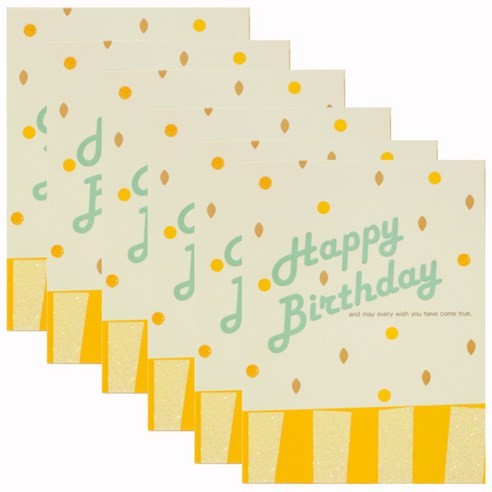 홀마크 생일 축하 카드, YELLOW DOT KED2166, 6개입