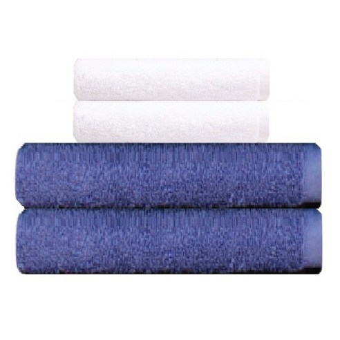 송월 타월 호텔용 바스타월 2p + 호텔용 프리미엄무지 170g 타월 2p, 파랑, 흰색, 1세트