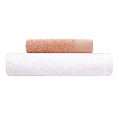 송월타월 호텔용 바스타월 흰색 + 호텔용 타월 140g, 피치, 1세트