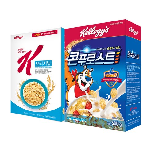 켈로그 콘푸로스트 600g + 스페셜 K 오리지널 480g 시리얼, 1세트
