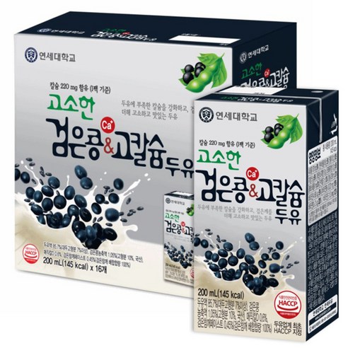 연세두유 고소한 검은콩 앤 고칼슘 두유, 200ml, 16개