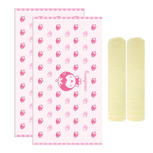 송월타월 코코베리 딸기 비치 2p + CS34 수건 2p, 분홍, 노랑, 1세트