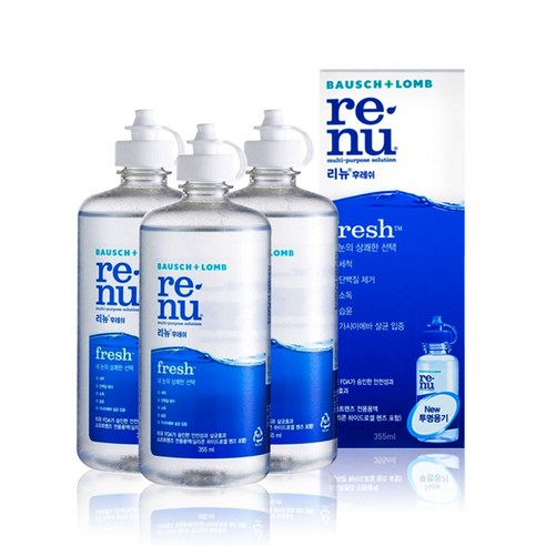 리뉴 후레쉬 렌즈 세정액, 355ml, 3개