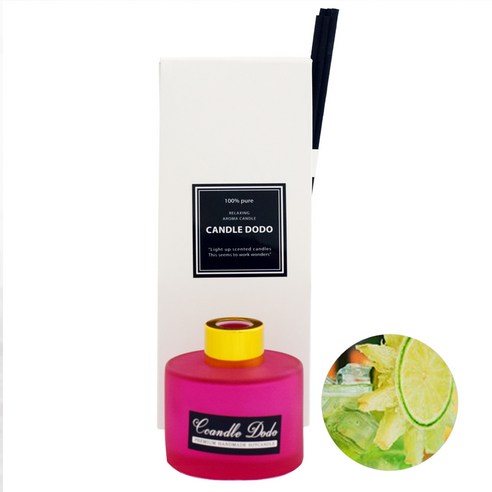 캔들도도 천연아로마 컬러라운드 핫핑크 디퓨저 100ml, 허니라임