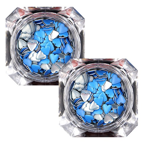 이코디 하트스터드 글리터 4mm, 블루, 2개입