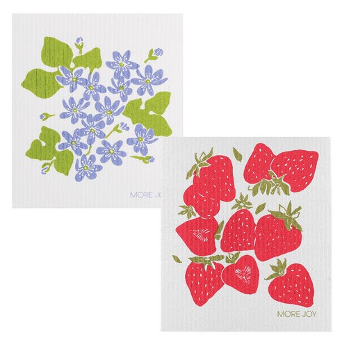 쿠 핀란드 행주 2p 세트 제비꽃 + 딸기, 혼합 색상