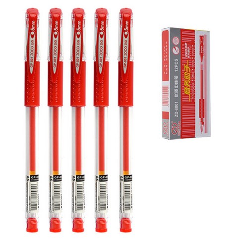 블루마토 ZOOD 볼펜12 ZD8801 0.5mm, 빨강, 17개입