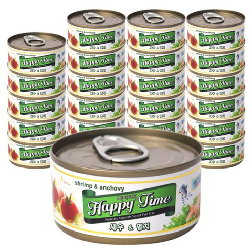 해피타임 고양이 간식캔 80g, 새우 + 멸치 혼합맛, 24개