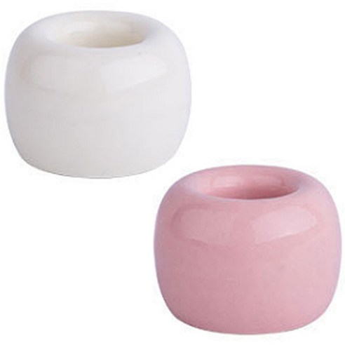리버그린 무지 도자기 칫솔꽂이 2p, 핑크 + 화이트, 1세트