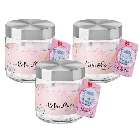보르미올리 기아라 케잌&코 유리저장병 핑크, 750ml, 3개입