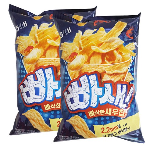 해태제과 빠새 빠삭한새우칩, 120g, 2개