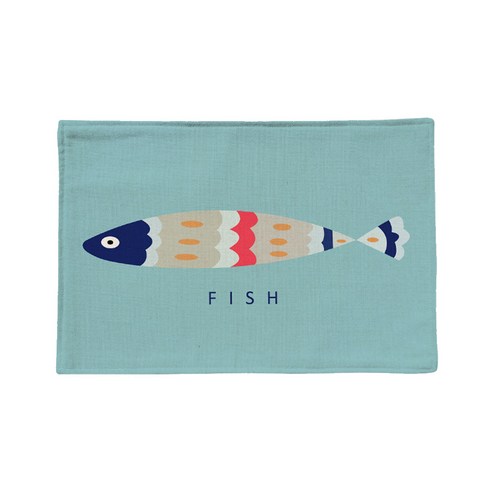 리빙팝 피쉬 일러스트 식탁 매트, 1C, 44 x 28 cm