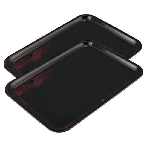 블럭마트 주방 사각 쟁반 2p, 블랙, 소(27 x 20 x 2 cm), 2개