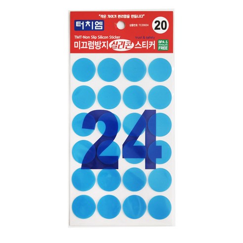 바이언 터치엠 미끄럼방지 실리콘 스티커, 24개입, 투명