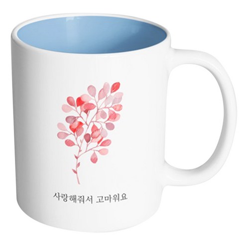 핸드팩토리 네이처 플라워 사랑 머그컵, 내부 파스텔 블루, 1개